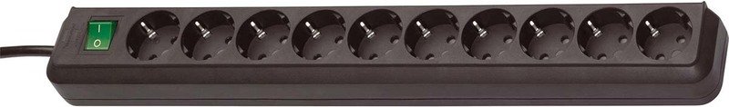 Brennenstuhl BN-1159300010 Power Strip – 10 Outlets, 3 m Cable, Black