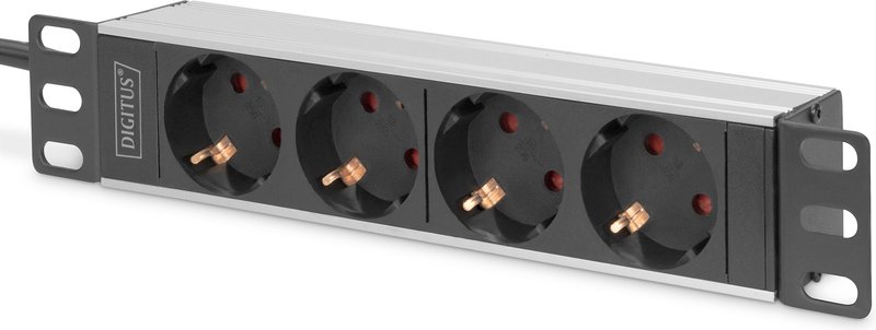 Digitus DN-95418 19-inch Rack PDU – 4 Outlets, 2 m Cable, Black