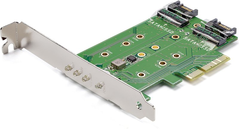 StarTech 3-Port M.2 SSD (NGFF) Adapter Card – 1x PCIe (NVMe) M.2, 2x SATA III M.2, PCIe 3.0