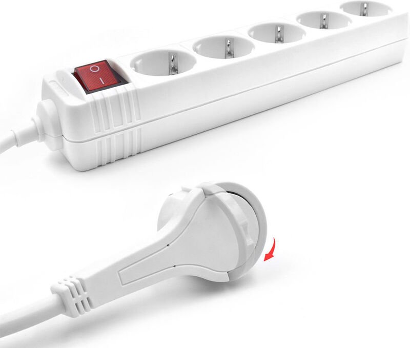 ACT Power Strip – 5 Outlets with On/Off Switch, 1.5 m Cable, White