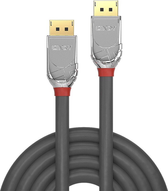 Lindy 36302 DisplayPort to DisplayPort Cable 2 m – Silver, DP 1.4, 8K Ready
