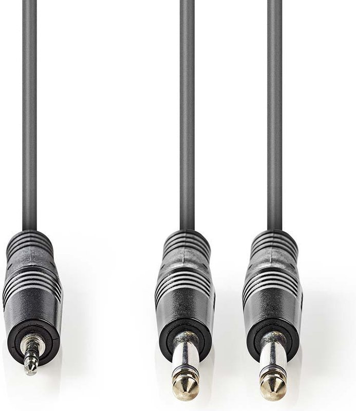 Nedis Stereo-Audiokabel – 1,5m, 6,35 mm Male → 3,5 mm Male, Grey