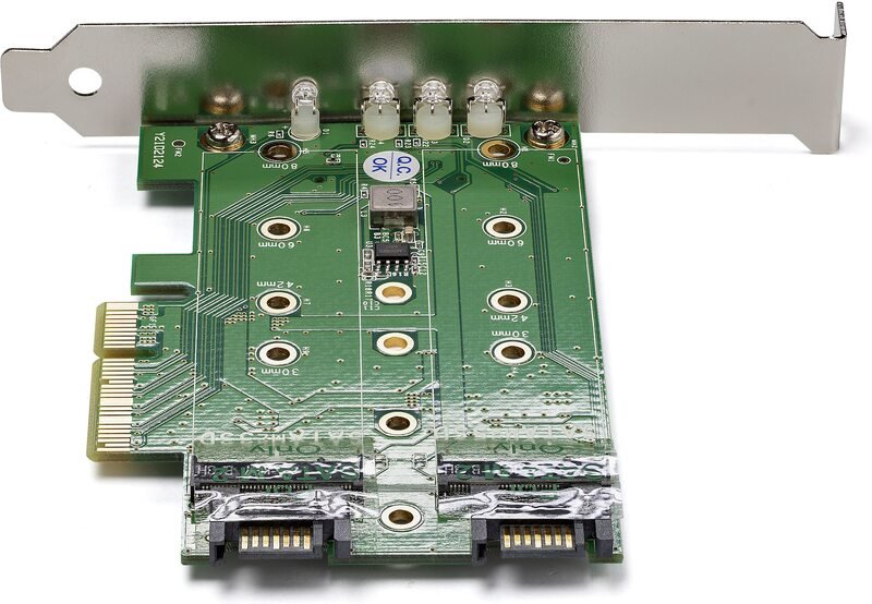 StarTech 3-Port M.2 SSD (NGFF) Adapter Card – 1x PCIe (NVMe) M.2, 2x SATA III M.2, PCIe 3.0