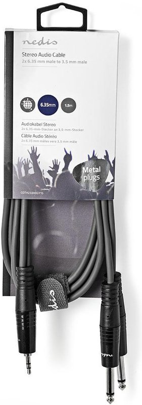 Nedis Stereo-Audiokabel – 3,0m, 6,35 mm Male → 3,5 mm Male, Grey