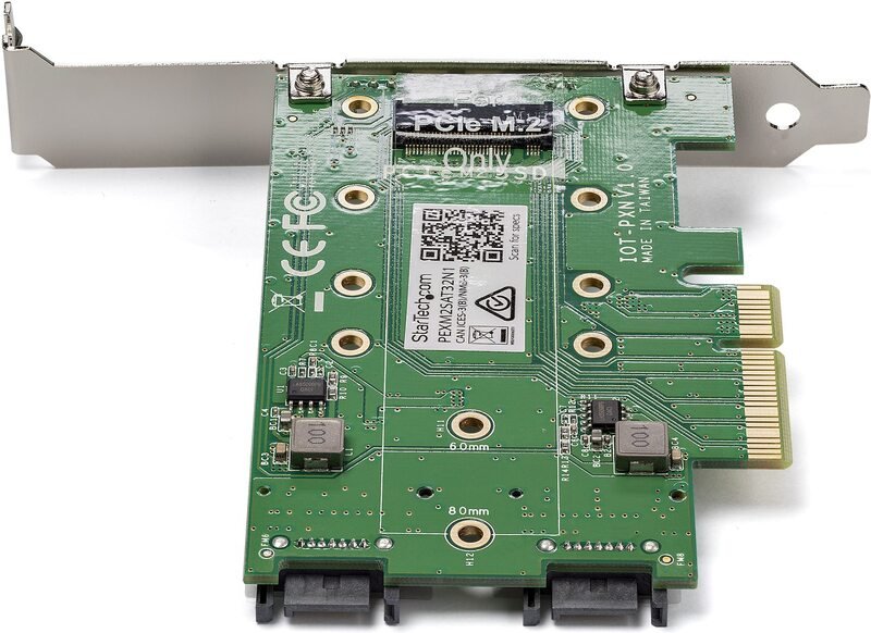 StarTech 3-Port M.2 SSD (NGFF) Adapter Card – 1x PCIe (NVMe) M.2, 2x SATA III M.2, PCIe 3.0